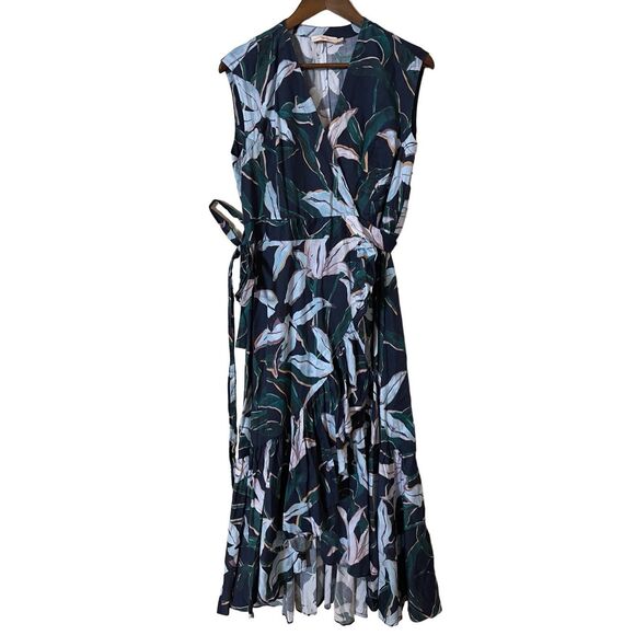 Tory Burch Floral Midi Dress - Black and White - Picture 1 of 11
